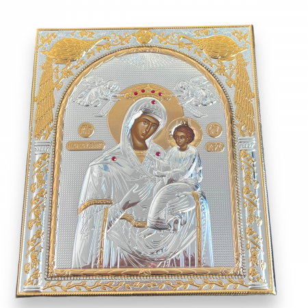 Icoana Mare Fecioara Maria cu Pruncul placata cu argint - Made in Greece, 21 x 25 cm [2]