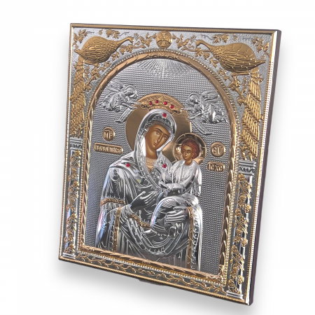 Icoana Mare Fecioara Maria cu Pruncul placata cu argint - Made in Greece, 21 x 25 cm [1]