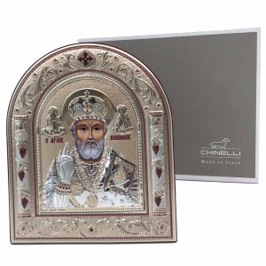 Icoana Sf. Nicolae placata cu aur si argint by Chinelli - Made in Italy 16 x 20 cm [3]