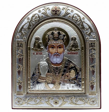Icoana Sf. Nicolae placata cu aur si argint by Chinelli - Made in Italy 16 x 20 cm [0]
