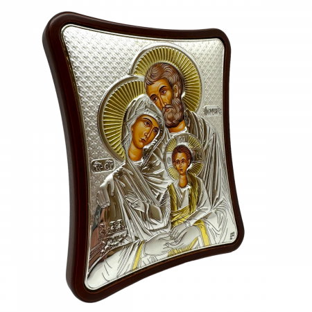 Icoana Sfanta Familie placata cu argint 12,5 x 15,5 cm - Made in Greece [2]