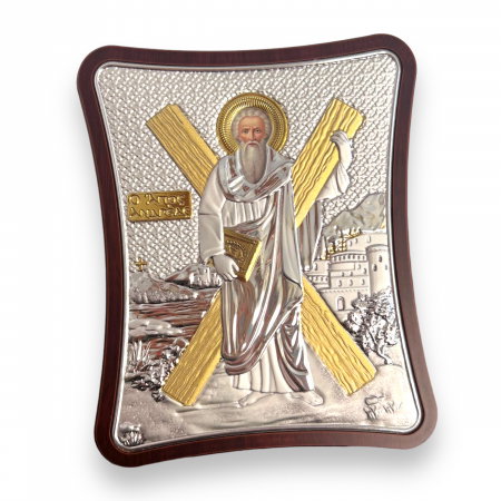Icoană Sfantul Andrei placata cu Argint -12,5 x 15,5 cm Made in Grecia Meteora Icons [3]
