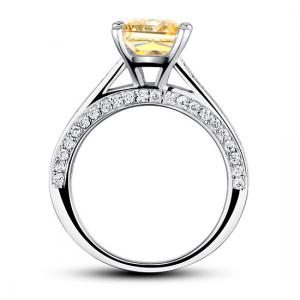 Inel Borealy Argint 925 Simulated Diamond 1.5 Carat Princess Cut Yellow Canary Mărimea 6 [3]
