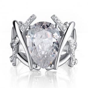 Inel Borealy Argint 925 Simulated Diamond 4 carate Marquise Pear Marimea 6 [0]