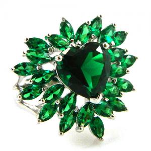 Smaralde Marquise Set Cercei, Colier şi Inel - Pietre Preţioase Argint 925 [7]