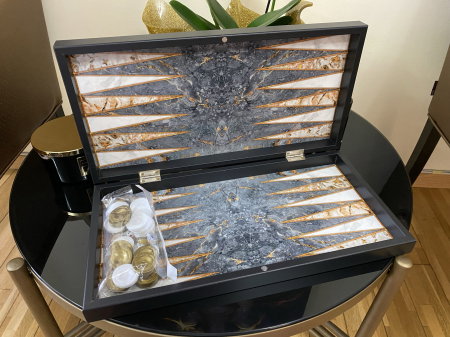 Joc Table si Sah - model Marmura, calitate premium + Piese de Sah + Carti de joc aurite. TOP 10 Cadouri Barbati [4]