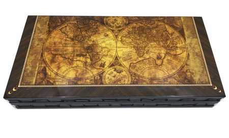 Joc table Old Map Edition din lemn de trandafir lacuit – cadou premium pentru bărbați pasionați de jocuri clasice [1]