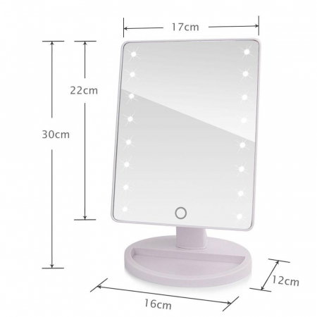 Oglinda Mare cu Leduri si Touch 22 cm, alba [4]