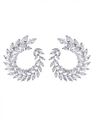 Bijuterii - Cercei Zirconia Diamonds Leaf Olive