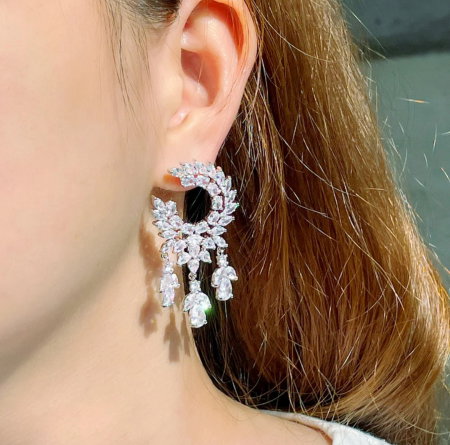 Cercei Zirconia Diamonds Leaf Olive Drops [1]