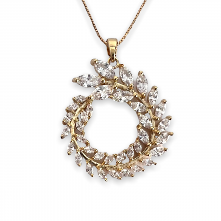 Olive Branch Small Leaf Gold Diamonds Colier [2]