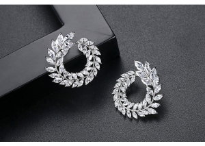 Cercei Zirconia Diamonds Leaf Olive [7]