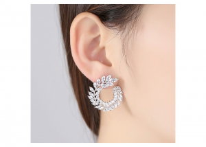 Cercei Zirconia Diamonds Leaf Olive [2]