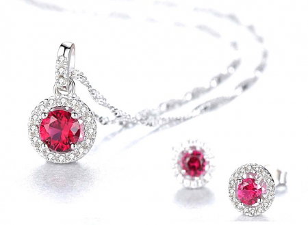 Pink Sapphire Pallace Set Cercei si Colier Argint 925 by Borealy [0]