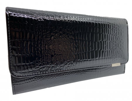 Portofel Dama Dark Black - piele naturala Croco [1]