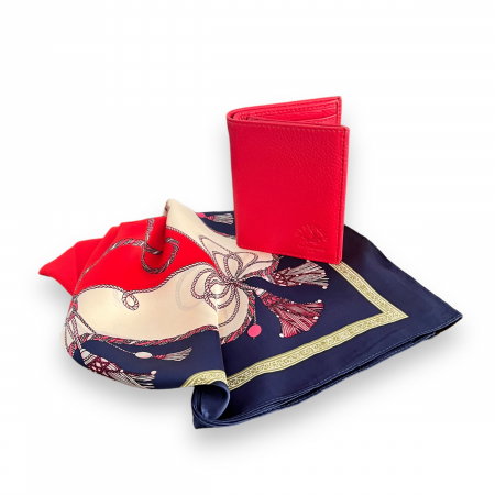 Cadou portofel West Polo Rouge piele naturala & Esarfa Matase [4]