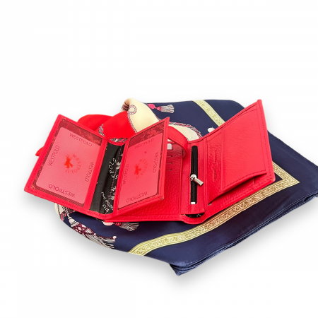 Cadou portofel West Polo Rouge piele naturala & Esarfa Matase [3]