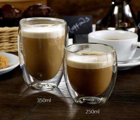 Set 2 Pahare din sticla dubla pentru Coffee 350 ml Kitchen [4]