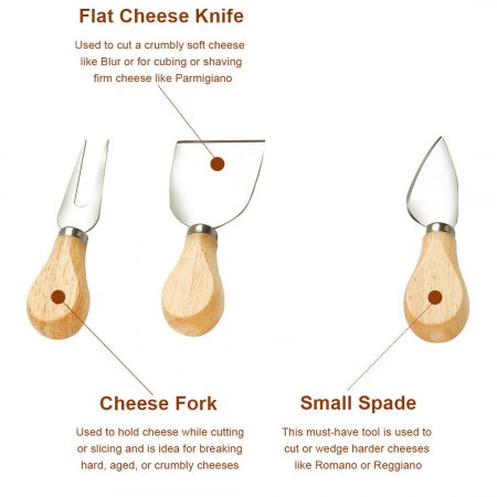 Set 3 cuțite pentru brânză Cheese si suport lemn [1]