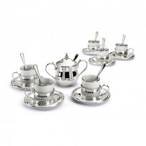 Set Cafea 6 Tazzine ESPRESSO placat cu argint by Chinelli, made in Italy [1]