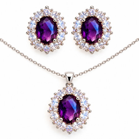 Set bijuterii Purple Royal colier și cercei cristale mov [1]