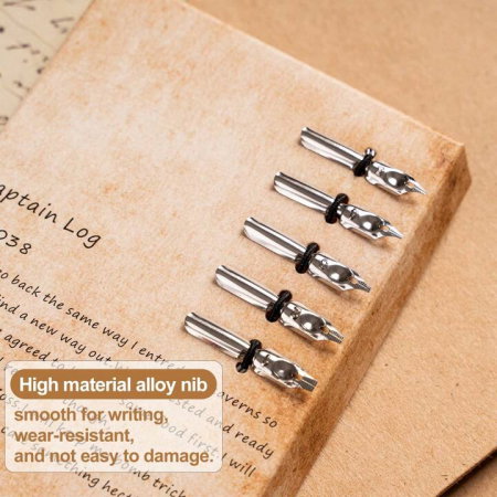 Set Cadou Caligrafie Vintage cu Pana si Accesorii - Negru - Gri [4]