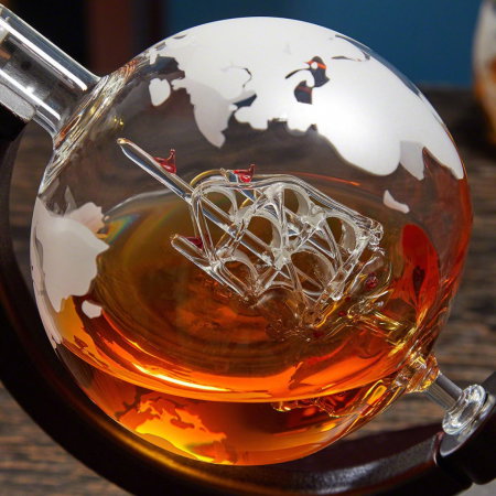Cadou Luxury Decantor cu Patru Pahare Glob World & Suport Lemn Kitchen [3]
