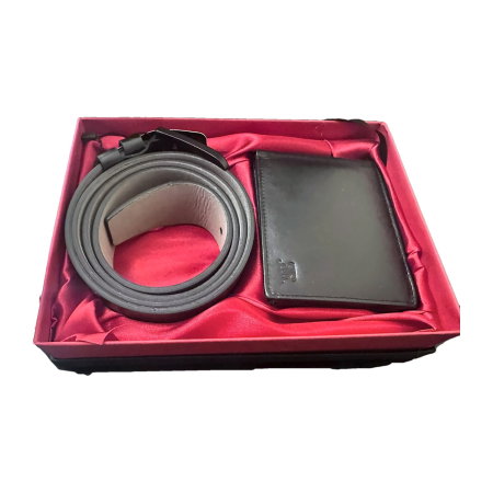Set Cadou Portofel și Curea din Piele Naturală Neagră, Regalo Reale, cu Protecție RFID [1]