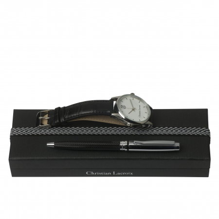 Ceas Christian Lacroix, Pix Treillis Desk Christian Lacroix si Butoni Elegant Round Silver by Borealy [1]