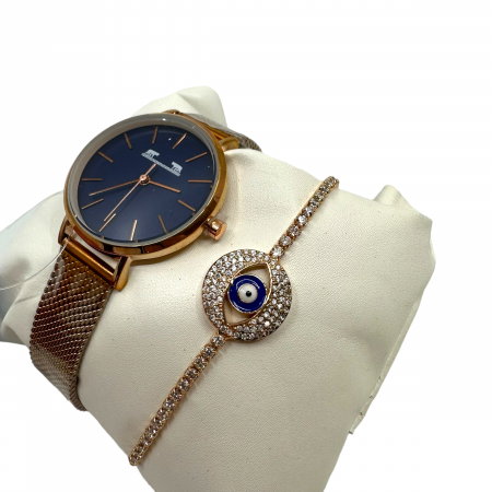 Set Ceas Pink Gold Matteo Ferari & Bratara Golden Eye [2]
