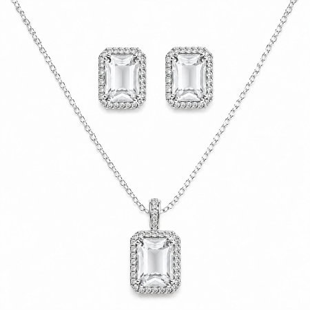 Tiare Mireasa - Set Colier și Cercei Sapphire Elegance
