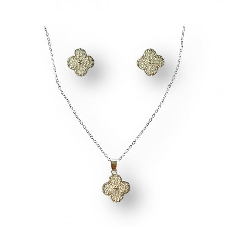 Set Medalion si Cercei Clover White [0]