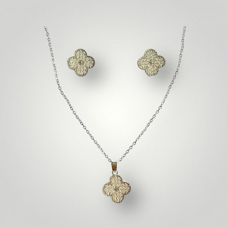 Set Medalion si Cercei Clover White [2]