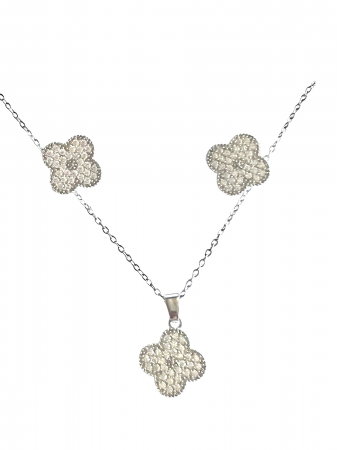 Set Medalion si Cercei Clover White [1]