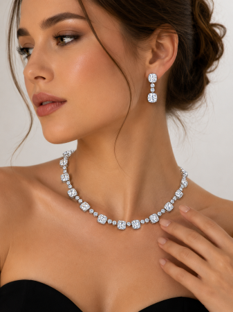 Set Bijuterii Mireasă Sophisticated Blue – Colier și Cercei Eleganți | Borealy [3]