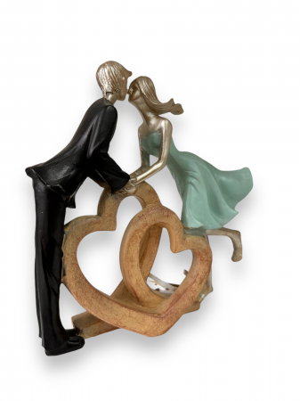 Statueta Cuplu In love and Hearts, Turcoise [1]