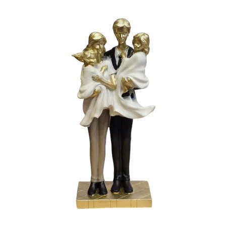 Cadouri pentru cupluri - Statuetă decorativă din rășină Părinți cu Două Fetițe, 30 cm