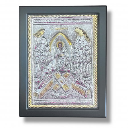 Icoane & Cadouri Religioase - Icoană Învierea Domnului – Argintată, cu Ramă Eleganta lemn