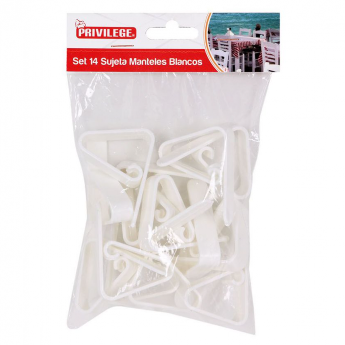 Set 14 cleme/clipsuri pentru fixarea fetei de masa, Privilege, Albe, 4.5 cm [1]