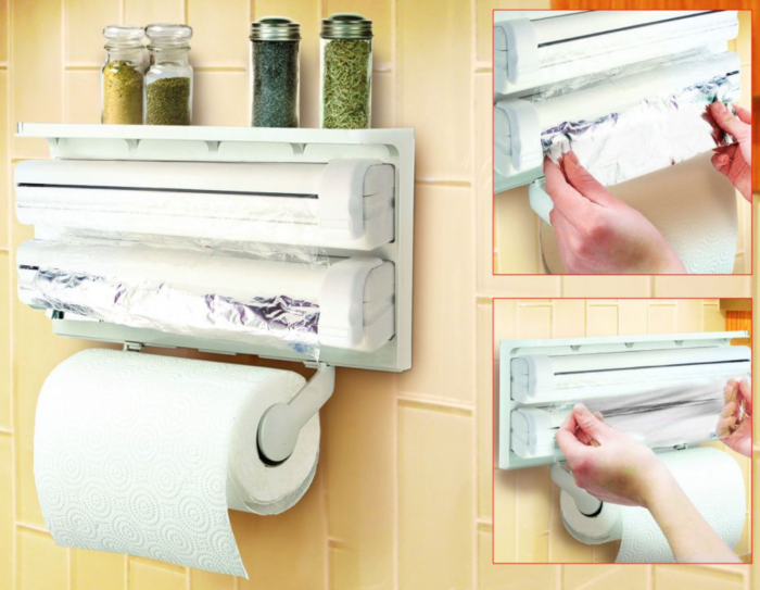 Suport perete cu 3 dispensere folii alimentare si hartie, Confortime, plastic, 37,5 x 7 x 25 cm [3]