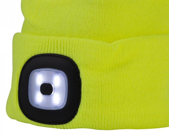 Caciula cu LED reincarcabila prin USB, Strend Pro Yellow, unisex, marime universal, 4xSMD, Li-Ion [2]
