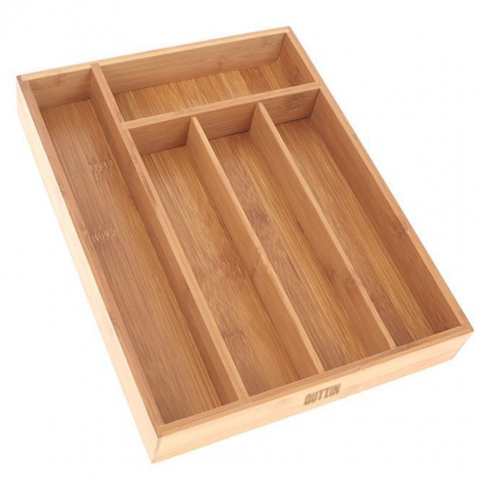 Organizator pentru tacamuri, 34 x 26 x 5 cm, bambus, maro, Quttin [1]