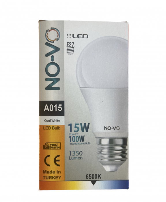 Bec led E27, NO-VO, 15 W, 6500k, 1350 lm, lumina rece [2]