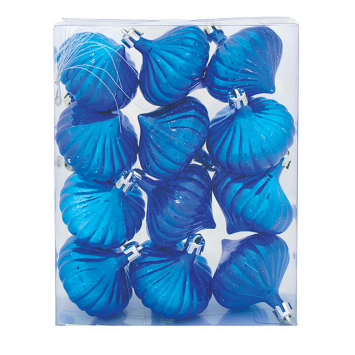 Set 12 globuri albastre de Craciun realizate din plastic rezistent [1]