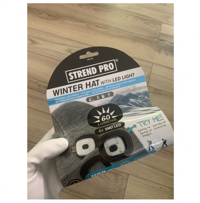 Caciula cu led reincarcabila, Strend Pro Bleu, unisex, marime universala, USB, 4xSMD, Li-Ion [4]