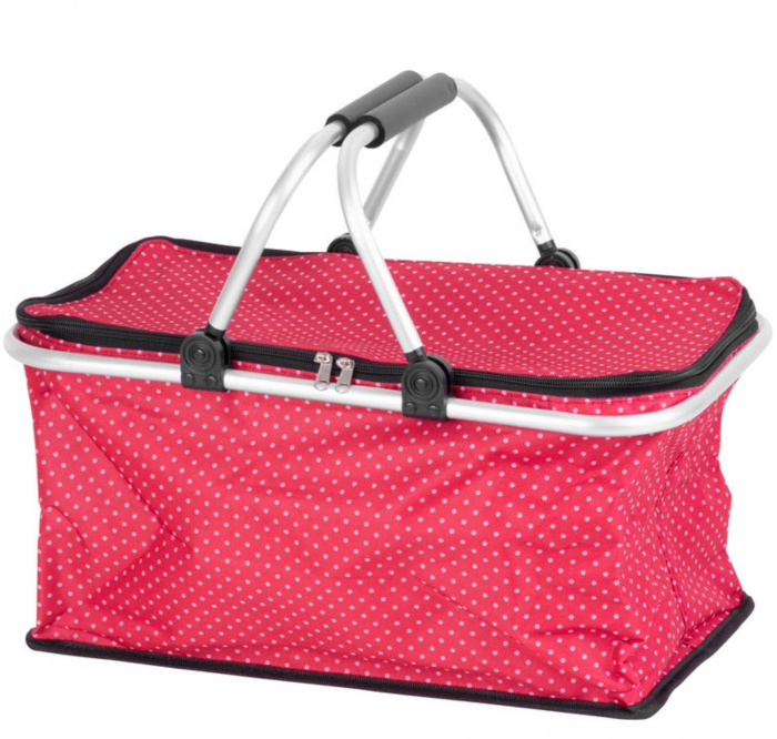 Cos pentru cumparaturi, model buline, rosu, max 5 kg, 47x28x25 cm, Jela [1]