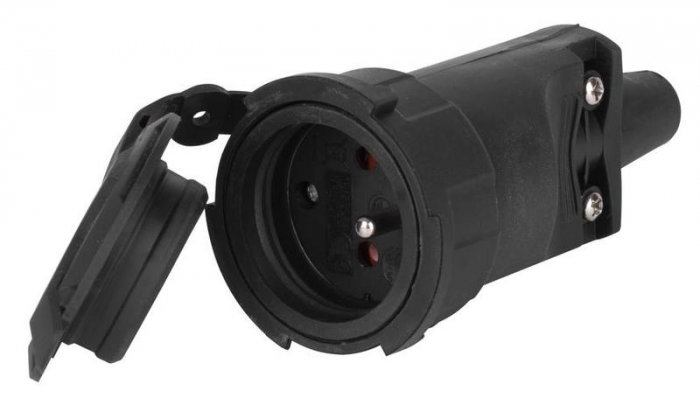 Cupla din cauciuc, cu capac, Strend Pro, EMOS NFS-031, IP65, Schuko, 16A, 250 V [1]
