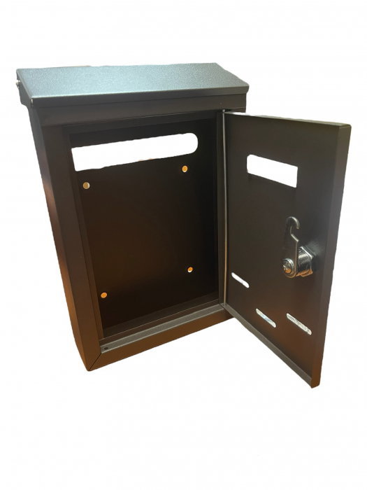 Cutie postala din otel galvanizat cu deschidere frontala, negru, 18x6x26cm [6]