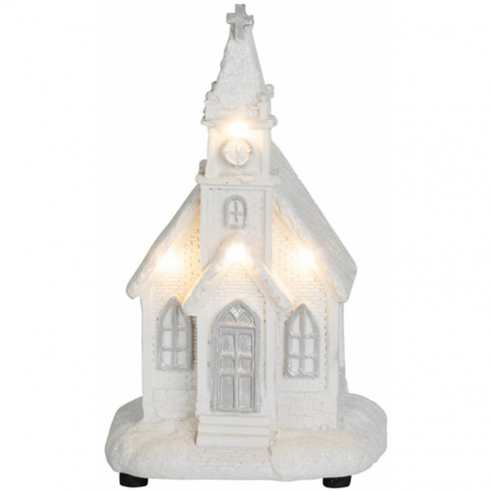 Decoratiune de Craciun in forma de biserica, 4 leduri, 2xAAA, 10x9x17 cm, MagicHome [1]