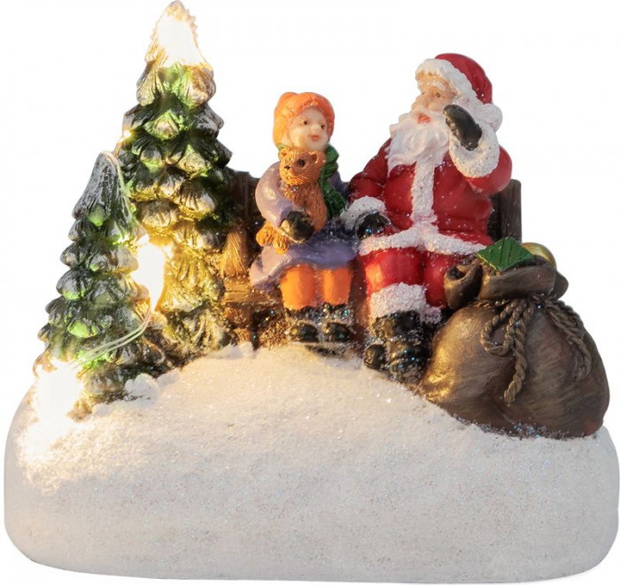 Decorațiune de Crăciun MagicHome, Moș Crăciun cu un copil, LED, 2xAAA, pentru interior, 9,5x6x8 cm [1]
